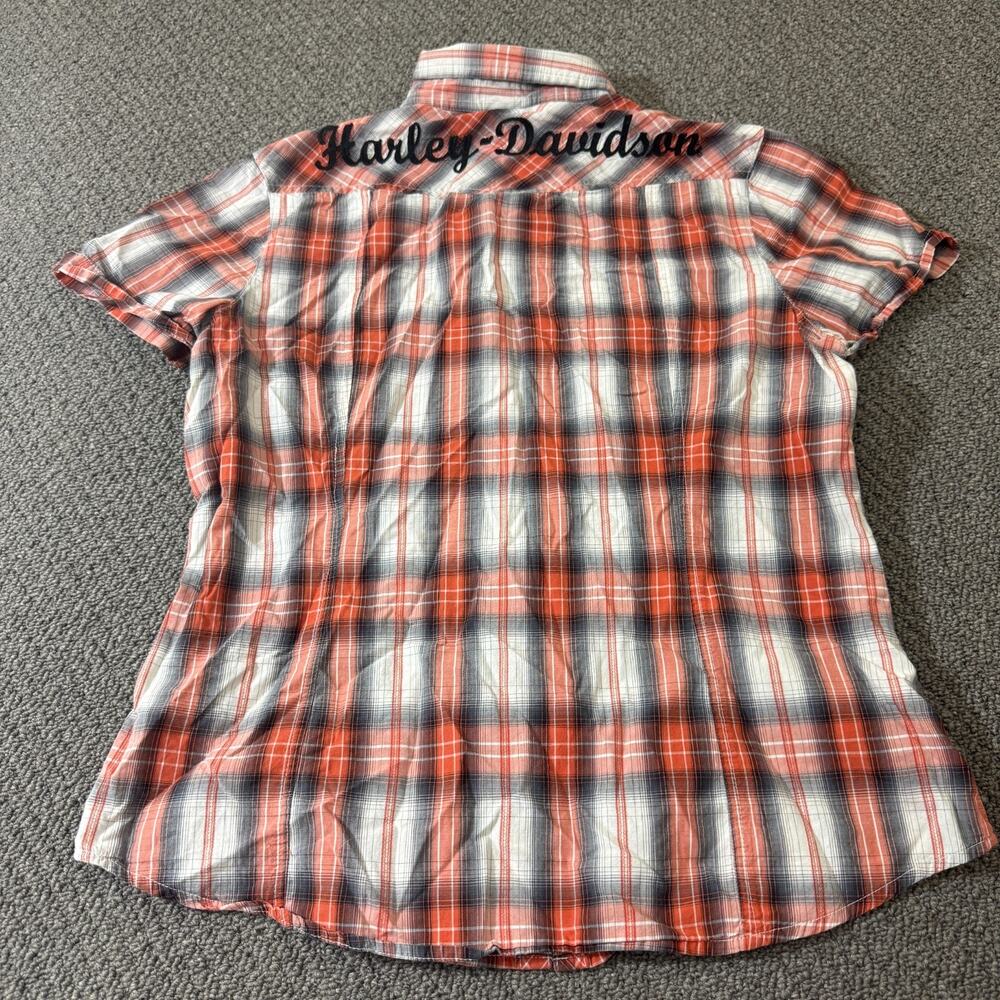 Harley Davidson Shirt Womens Size Medium M Button Front Short Sleeve Pearl Snap - Picture 7 of 13